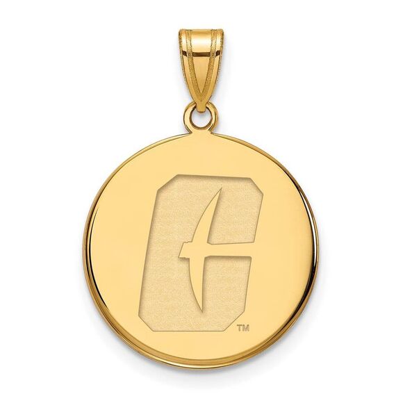 10k Yellow Gold North Carolina at Charlotte Large Disc Pendant